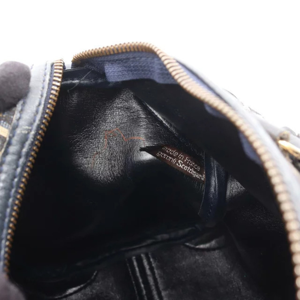 Dior Boston Blue Leather  Christian Navy Beige Canvas Trotter Handbag - Picture 4 of 10